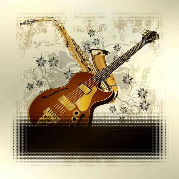 Background music jazz guitar and saxophone — Stock Vector