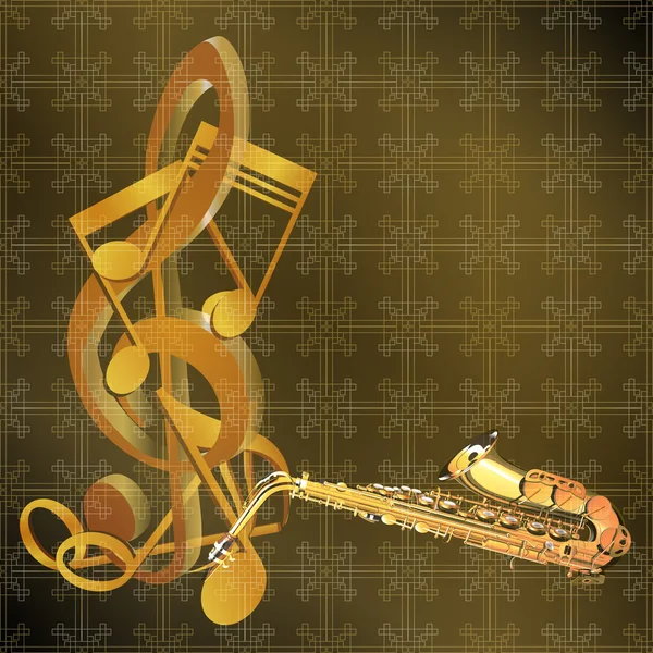 Musical background saxophone and musical notes — Stock Vector