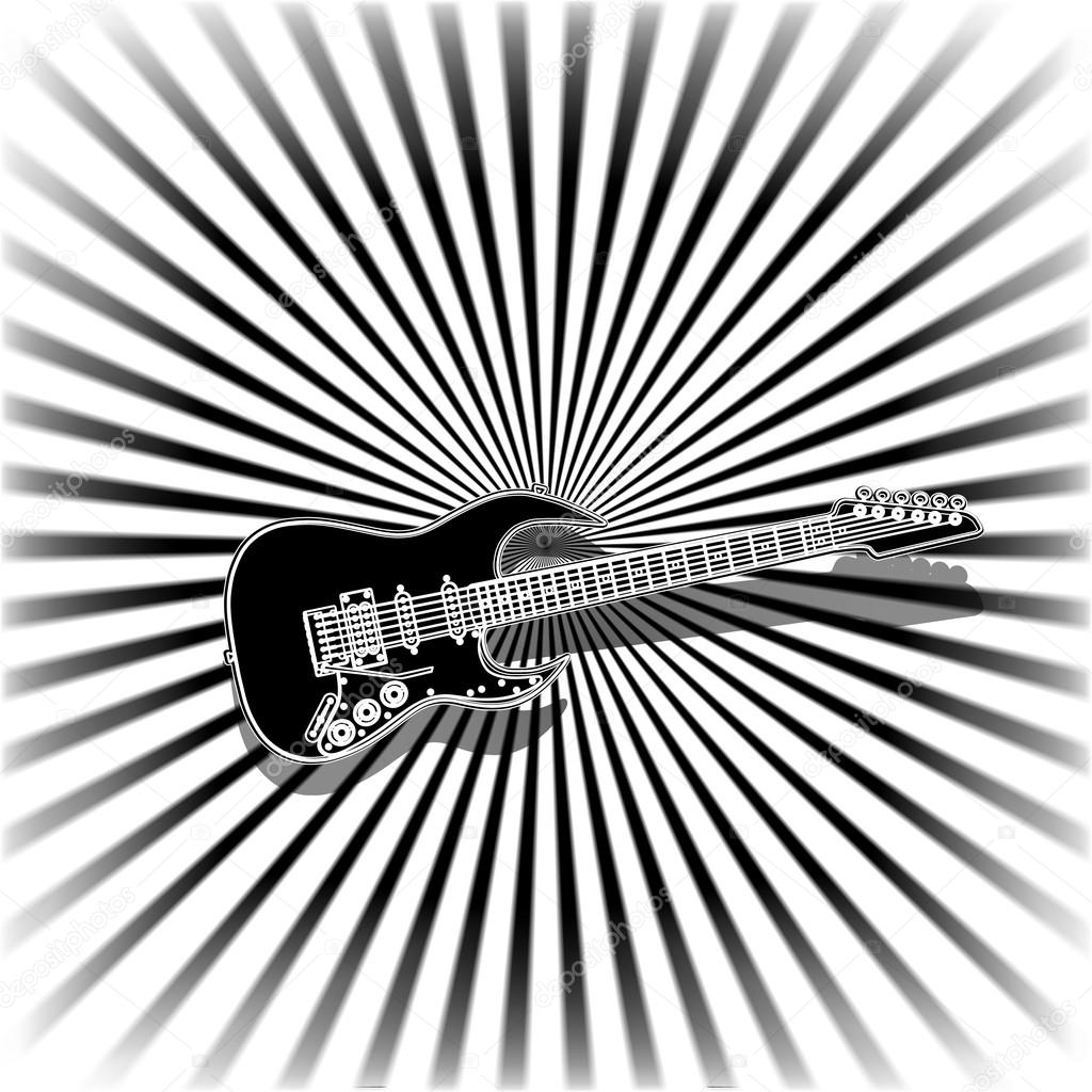 black and white music background with a guitar
