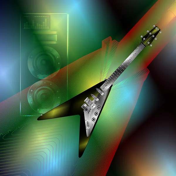 Musical background with a rock guitar and a speaker 2 — Stockvector