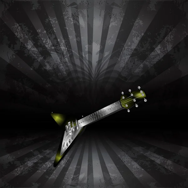 E-Gitarre perspektivisch auf dunklem Hintergrund — Stockvektor