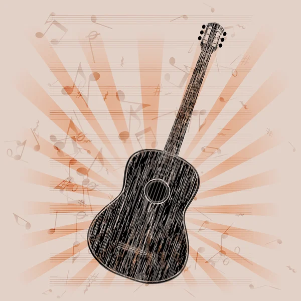 Musical background acoustic guitar — ストックベクタ