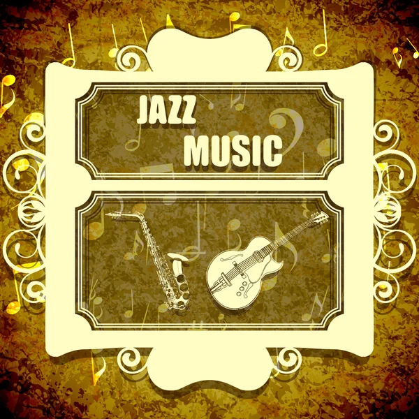 Background music jazz saxophone and guitar — Stockový vektor