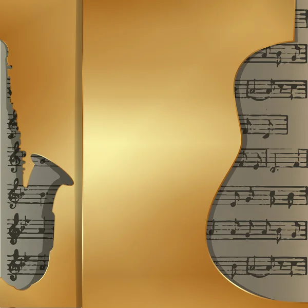 Fondo musical en saxo estilo oro — Vector de stock