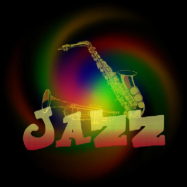 Musique jazz avec saxophone et trompette — Image vectorielle