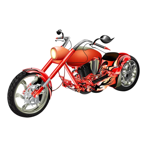 Moto rossa, chopper oggetti isolati — Vettoriale Stock