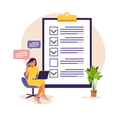Yapılacaklar listesi, yapılacaklar listesi vektör çizimi. Liste ya da not defteri konsepti. İş fikri, planlama ya da kahve molası. Vektör çizimi. Düz biçim.