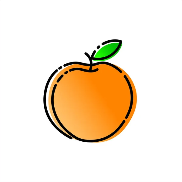 Logotipo melocotón. Ilustración de diseño vectorial de símbolos. Melocotón naranja. — Archivo Imágenes Vectoriales
