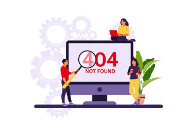 Sistem hatası kavramı. Sistem hatasıyla çalışan programcılar. Vektör çizimi. Düz.