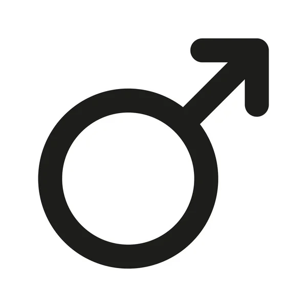 Man sex symbool icoon. Geslacht symbool eenvoudig silhouet. Zwart pictogram geïsoleerd op witte achtergrond. Vectorillustratie. — Stockvector