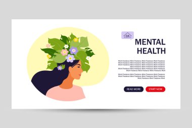 Akıl sağlığı iniş sayfası şablonu konsepti. Düz. Vektör illüstrasyonu.