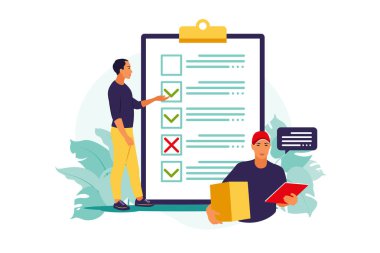 Gümrük izni konsepti. Dünya çapında sevkiyat hizmeti anlaşması. Vektör çizimi. Düz.