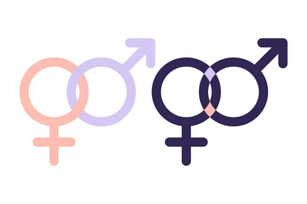 Mannen en vrouwen symbool. Gendergelijkheid symbool. Vrouwen en mannen moeten altijd gelijke kansen hebben. Vector illustratie. Vlak. — Stockvector