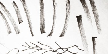 Fırça darbesi şablonu. Yarı Tonlu Felç Mürekkep Dekorasyonu. Japon Yaratıcı Fırça darbesi deseni. Arkaplan Fırça Darbesi Şablonu. Çocuksu Çinli Kirli. Metalik.