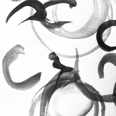 El yazısı çemberler. Leke Kağıt İşaretleyici Dekoru. Mozaik Sıkıntılı Teknoloji. Klasik Tekrarlama. Arka planda el yazması çemberler. Dokulu Boya. Siyah.