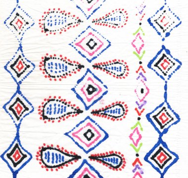 Aztek Etnik İkat Örnekleri. Mavi Kravat Renkli Fırça Arkaplanı. Çizgi İç Bohem Dekorasyonu. Şirin Kahverengi Etnik İzleme Kalıpları. Afrika duvar halısı motifi boyama.