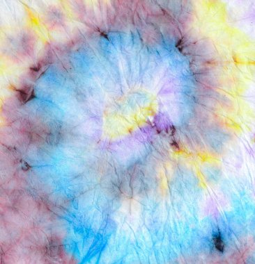 Boho girdap sarmalı kravat boyası. Çok renkli Boyalı Eğlence Çemberi Boyası. Çok renkli spiral kravat boyası. Tarz Kapanışı El Yapımı Arkaplanı. 1960 Die Peace Sanat. Tekstil 70 'ler.