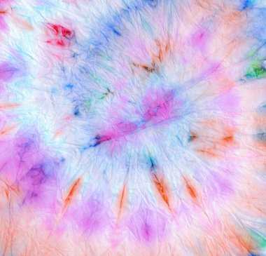 Batik Renkli Spiral Kravat Boyası. Gökkuşağı Bağlı Tekstil Sanatı. Canlı Spiral Kravat Boyası. Dairesel Yıkanmış Psikedelik Arkaplan. 1960 Die Spiral Doku. 1970 'lerin Etkisi.