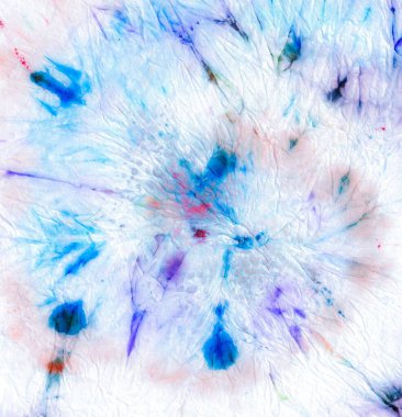 Batik stili spiral kravat boyası. Pembe Tiedye Batik Giysi Boyası. Beyaz Spiral kravat boyası. Tarz, el yapımı arka plan. 1960 'ların Boyalı Hippi Boyası. Gömlek 1960.