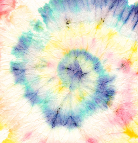 Ikat Spiral Spiral Painting.  Rose Dye Cool Brush Background. Blue Spiral Painting. Round Closeup Rainbow Artwork. 1970s Dyed Hippie Texture. Dress Spiral Painting.