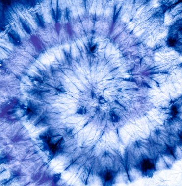 Batik Barış Sarmalı Boyası. Violet Tye Eski Tonal Doku. Mavi Spiral kravat boyası. Renk Tekrarlama El Yapımı Dokusu. 60 'ların Tye Hippi dokusu. Elbise Spiral Kravat Boyası. 