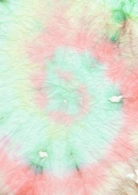 Zarif Spiral kravat boyası. Hippi Tye Gökkuşağı Kumaşı. Dekorasyon Spiral Kravat Boyası. Boho Pastel Renk Arkaplanı. Boyalı Barış Şablonu. Elbise Spiral Kravat Boyası.