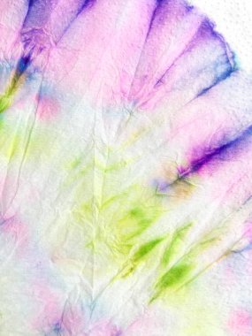 Shibori Watercolor. Dye Watercolor Indian Chevron. Spiral Stain Dots Textile. Background Shibori Watercolor. Simple Optical Psychedelic Fabric. Dyed Silk.