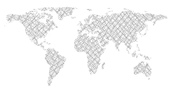 Kaart van de wereld in vorm kruisende lijnen — Stockvector