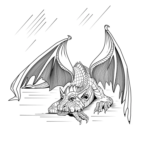 Dragón descansando sobre un fondo blanco — Archivo Imágenes Vectoriales