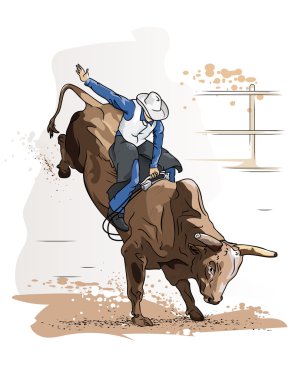 Cowboy Bull Riding clipart