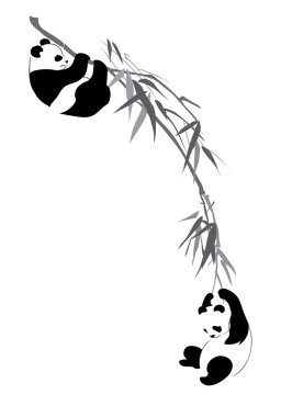 Pandas on branch clipart