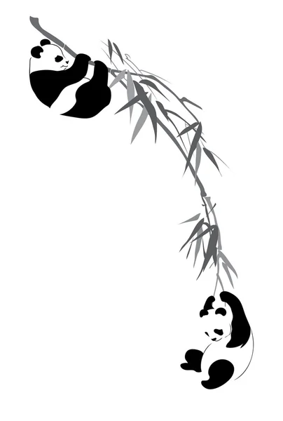 Pandas sur la branche — Image vectorielle