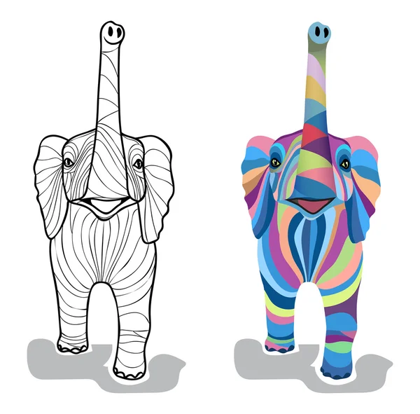 Elefante bebé decorativo de varios colores — Vector de stock