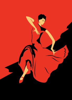 Kırmızı zemin üzerine Flâmenko Dansı