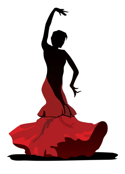 Půvabná flamenka na bílém pozadí — Stockový vektor