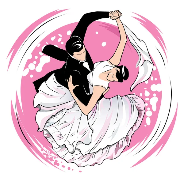 Torbellino de vals sobre fondo rosa — Vector de stock