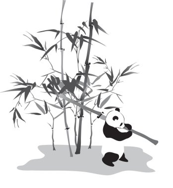 Panda with bamboo branch clipart