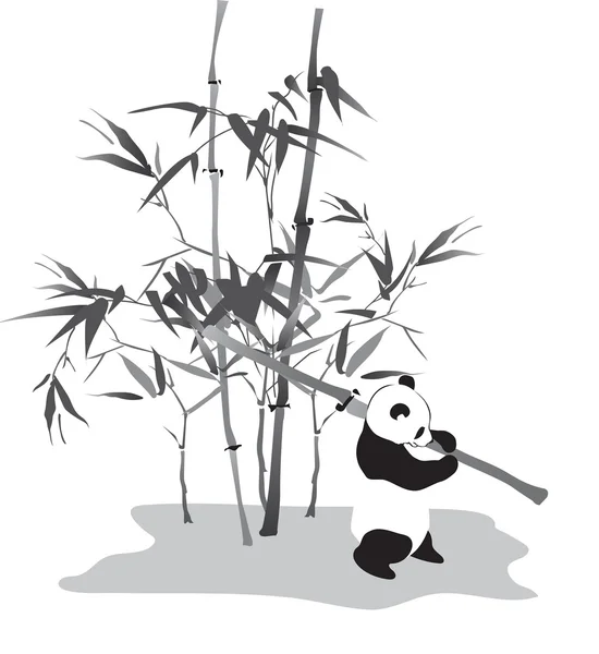 Panda com ramo de bambu —  Vetores de Stock