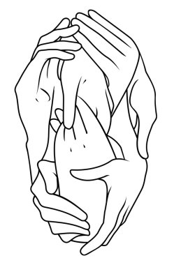 Beyaz zemin üzerine geçmeli eller