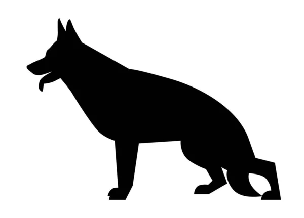 Schäferhund Silhouette Klassischer Pose Auf Weißem Hintergrund — Stockvektor
