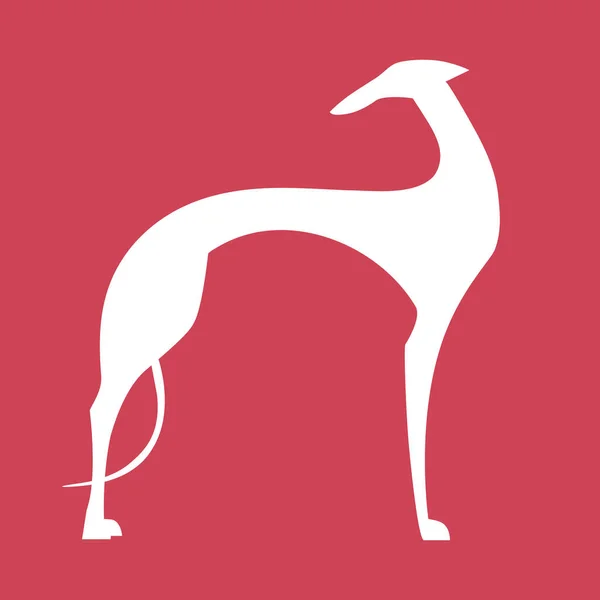 Silhouette Chien Greyhound Sur Fond Rouge — Image vectorielle