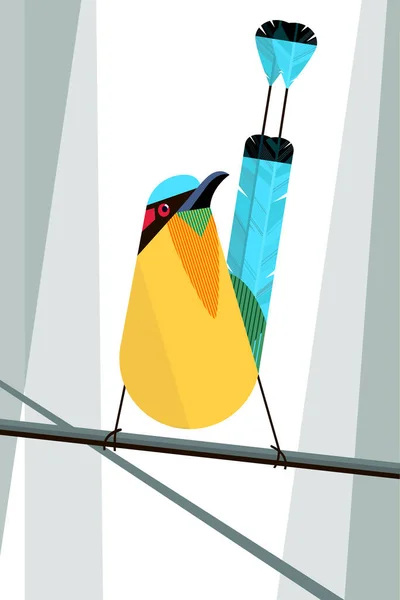 Motmot Colores Brillantes Sienta Una Rama Imagen Estilizada — Vector de stock