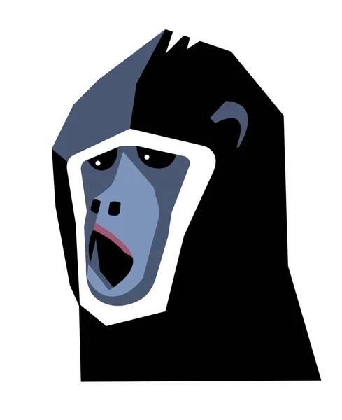 Beyaz Zemin Üzerinde Kızgın Çığlık Atan Maymun Kafası Biçimlendirilmiş Vektör — Stok Vektör