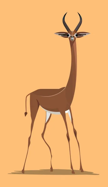 Anmutige Männliche Gerenuk Giraffen Gazelle Auf Orangefarbenem Hintergrund Stilisiertes Bild — Stockvektor