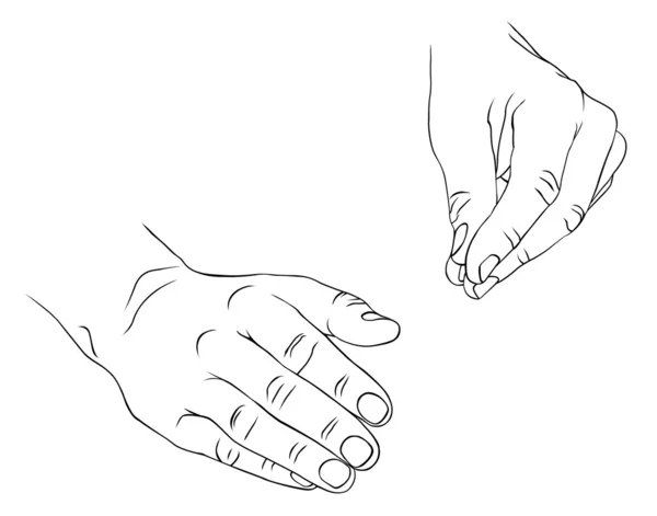 Due mani — Vettoriale Stock