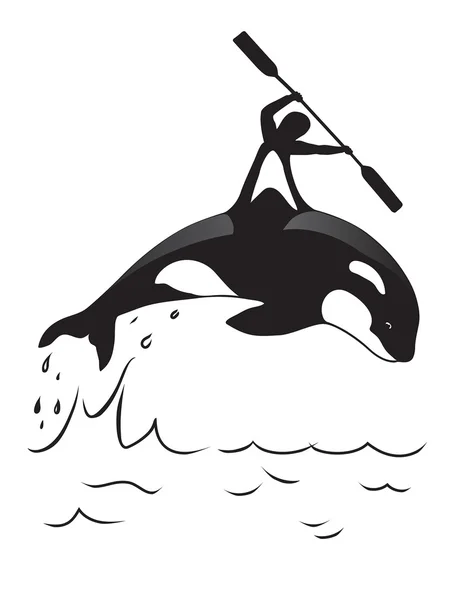 Orca y el hombre — Vector de stock