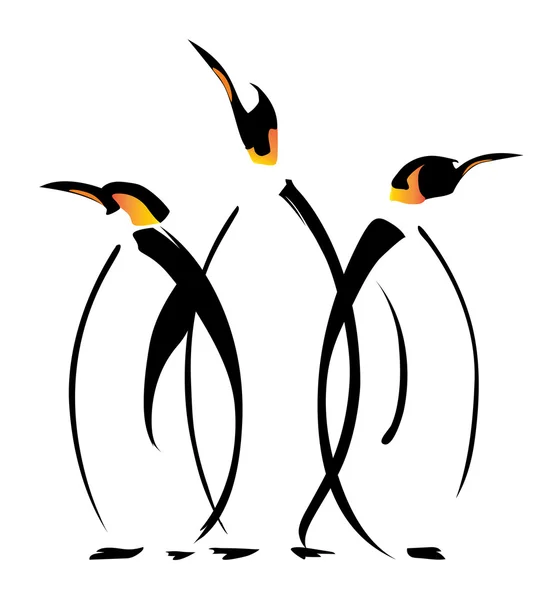 Pinguini strettamente abbracciati gli uni agli altri — Vettoriale Stock