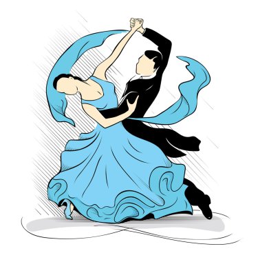 Blue waltz on white background clipart