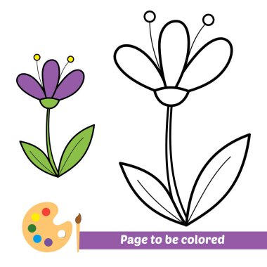 Çocuklar için boyama kitabı, çiçek vektörü