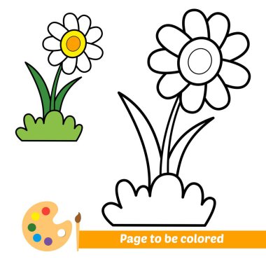 Çocuklar için boyama kitabı, çiçek vektörü